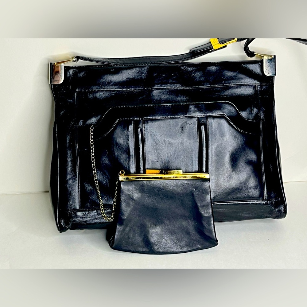 Lou Taylor vintage 1960s purse with mirror and attached coin purse